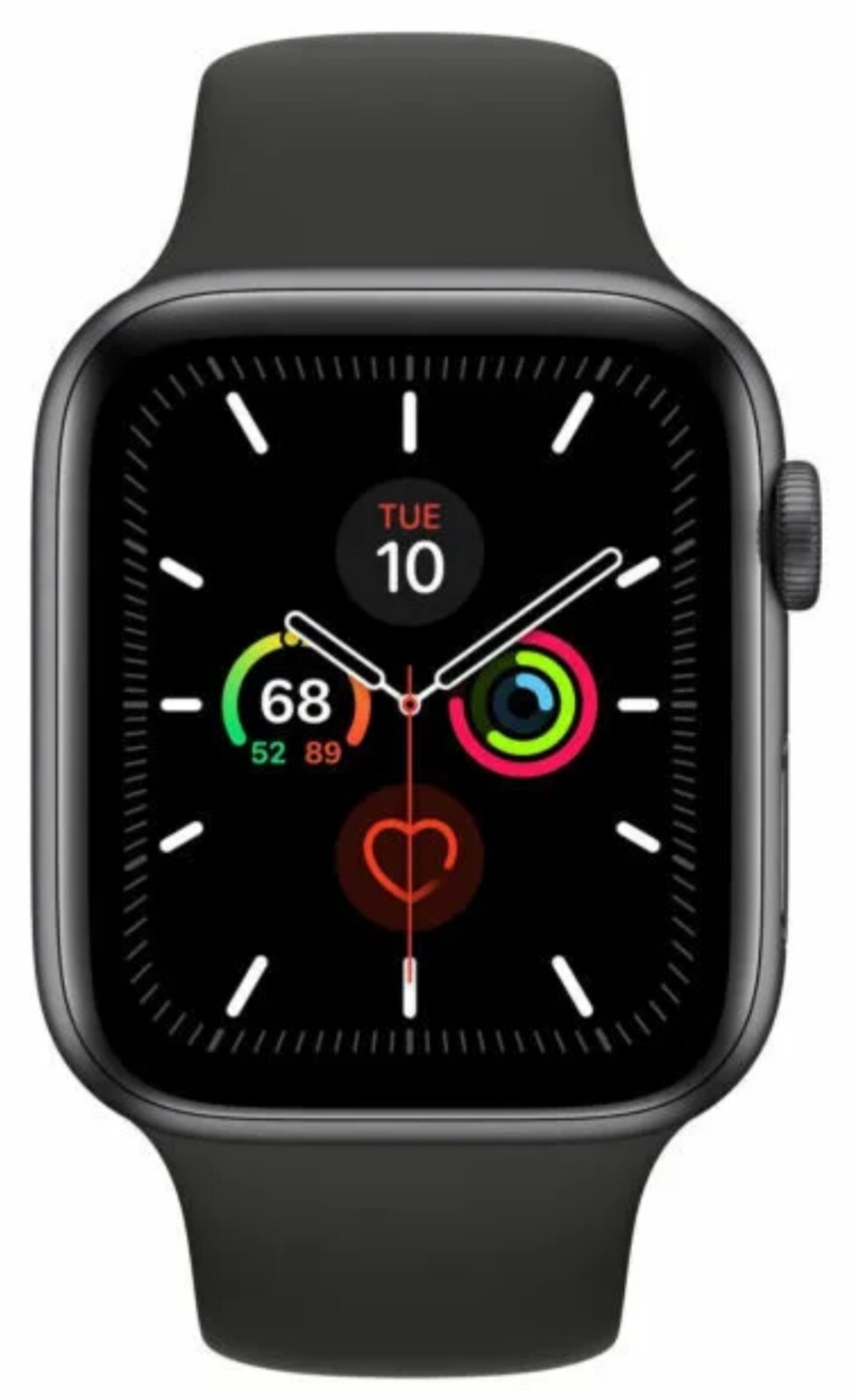 Apple Watch Series 5 44mm Space Gray Aluminum Case with Black Sport Band – S/M
