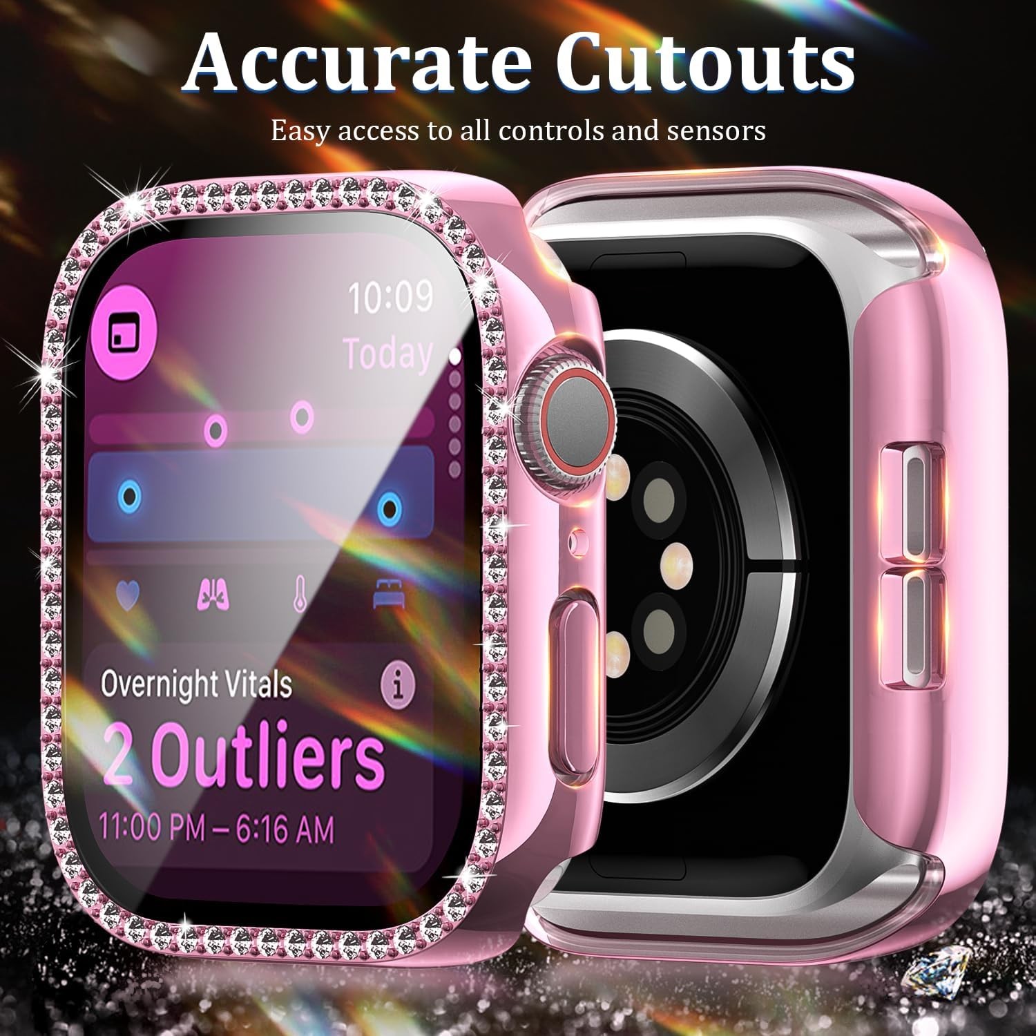 5 Pack Sparkling Bling Cases for 42mm Apple Watch Series 10/11 with Glass Protec