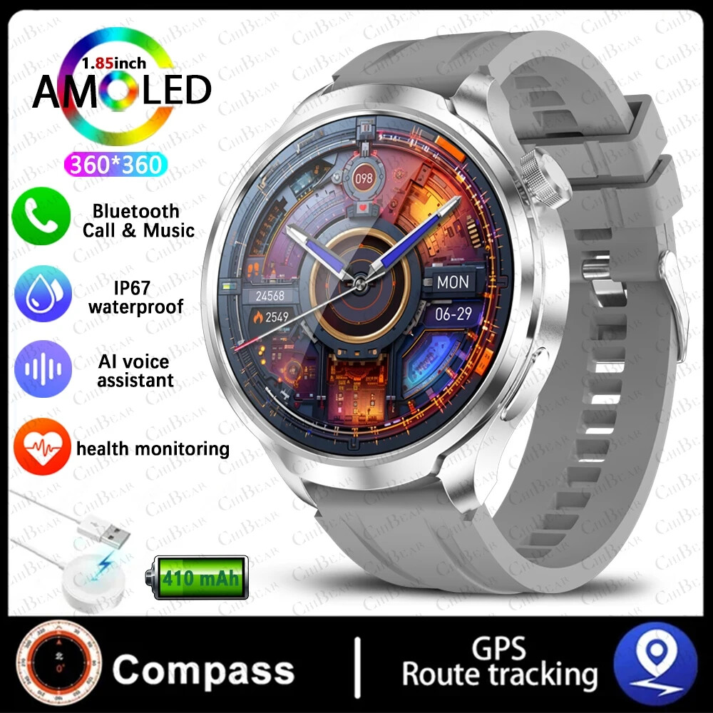 GPS Outdoor Smartwatch Men’s 1.85″ AMOLED HD Health NFC Sports Watch Android iOS