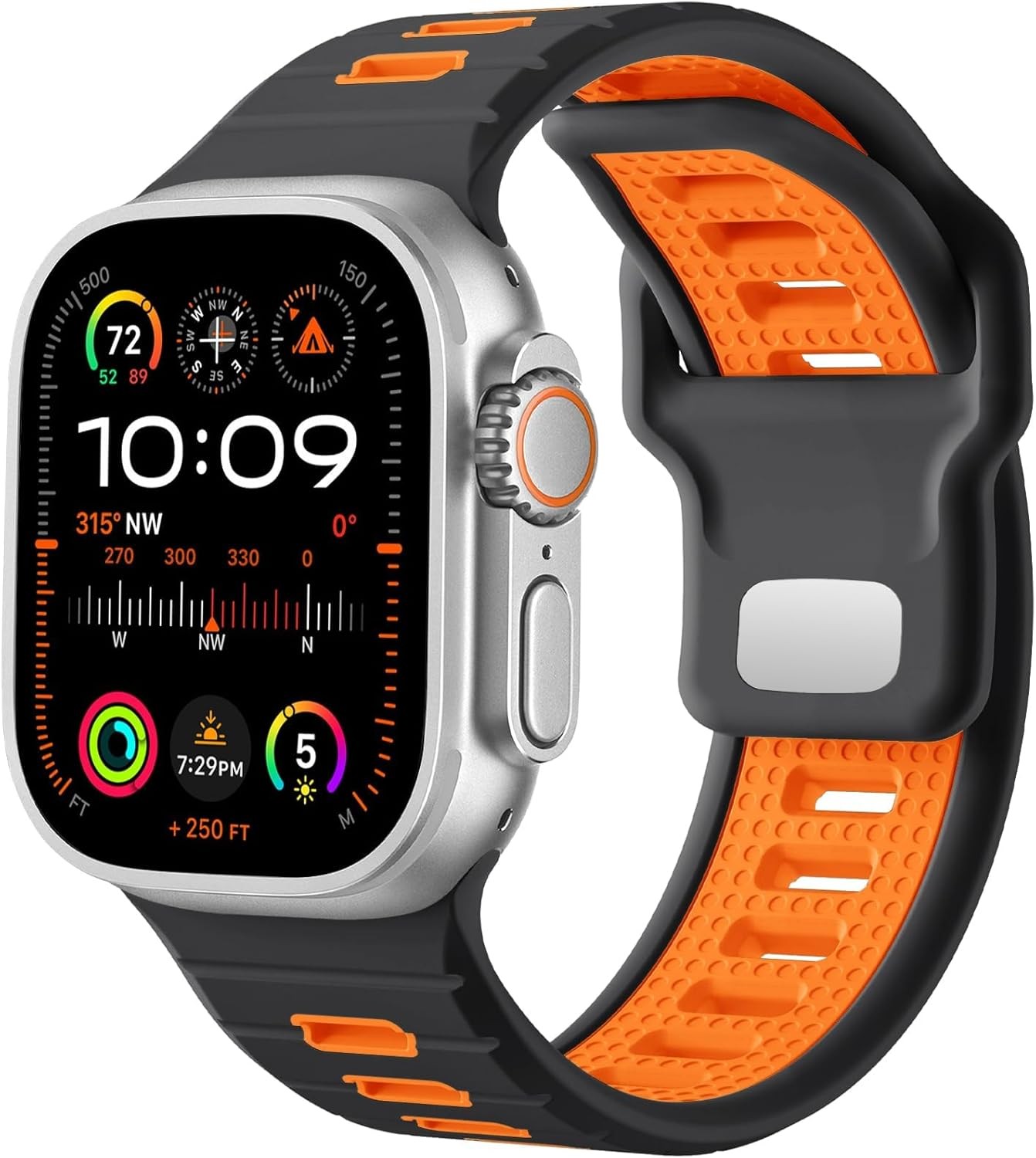 Silicone Waterproof Strap for Apple Watch Ultra 49mm, Compatible with All Series