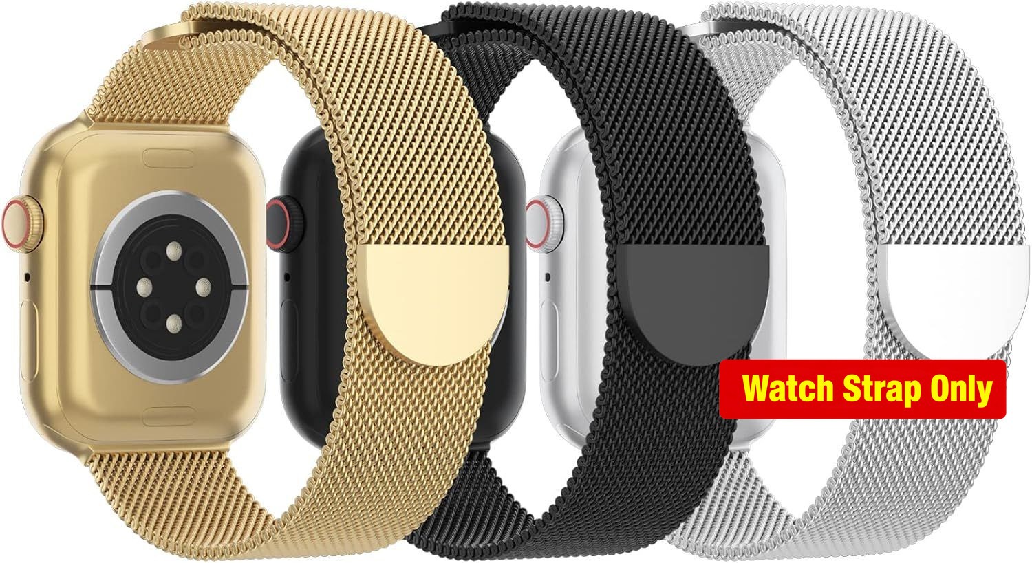 3 Pack Metal Mesh Bands for Apple Watch 38mm 40mm 41mm 42mm 44mm 45mm 46mm 49mm
