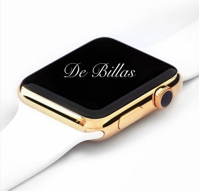 42MM Apple Watch 24K Gold Plated W/White Sport Gold Plated Band