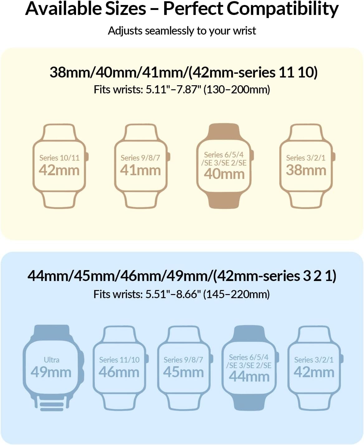 Starlight Soft Silicone Sport Band for Apple Watch Series 7, 44mm, Unisex