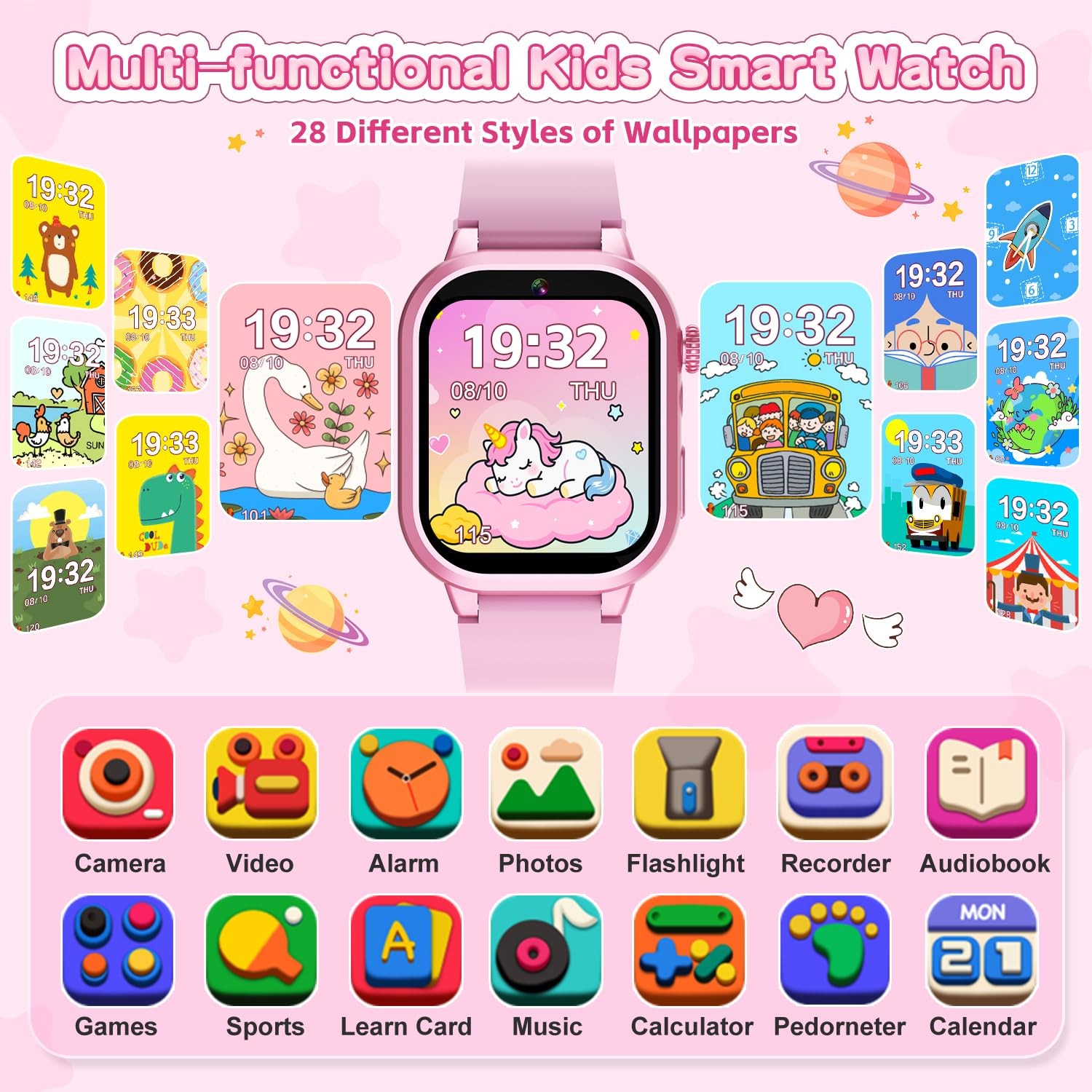 for Girls – Watch with 39 Games, Built-in , Video Recorder, Alarm, Calculator…