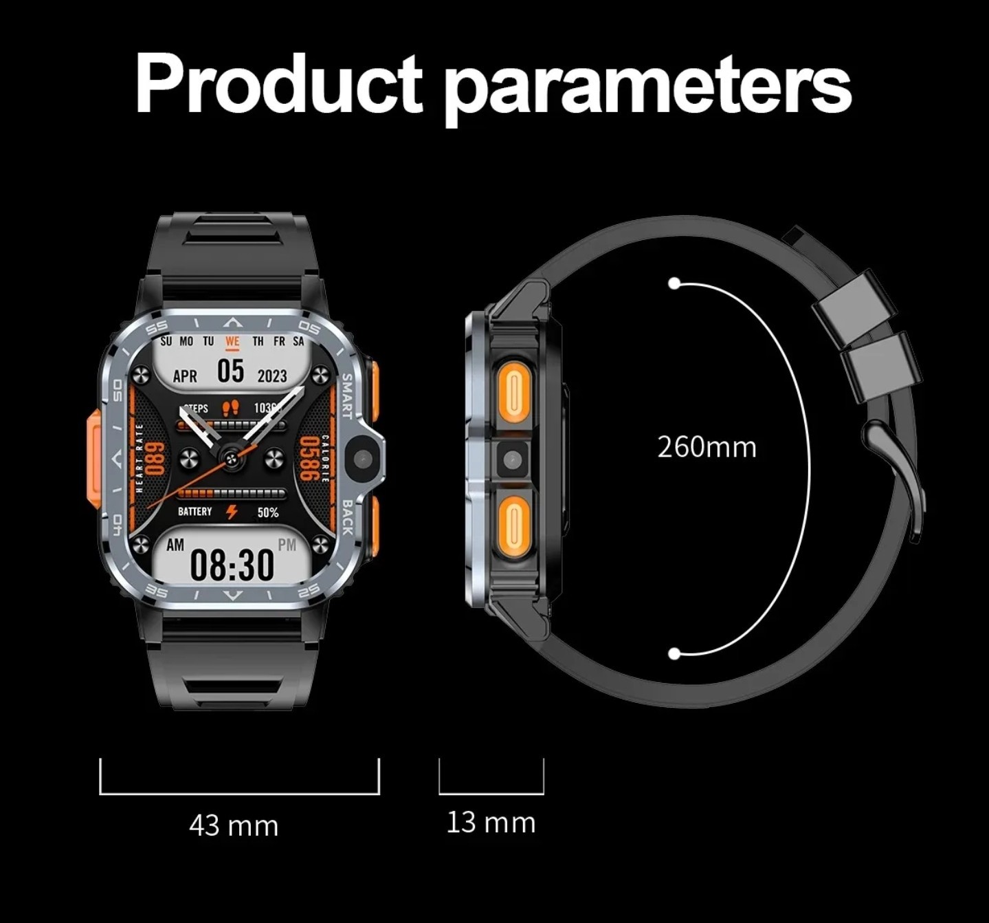 PGD 5G Android Smart Watch 2.03″ AMOLED Screen GPS NFC Wifi SIM Dual Camera