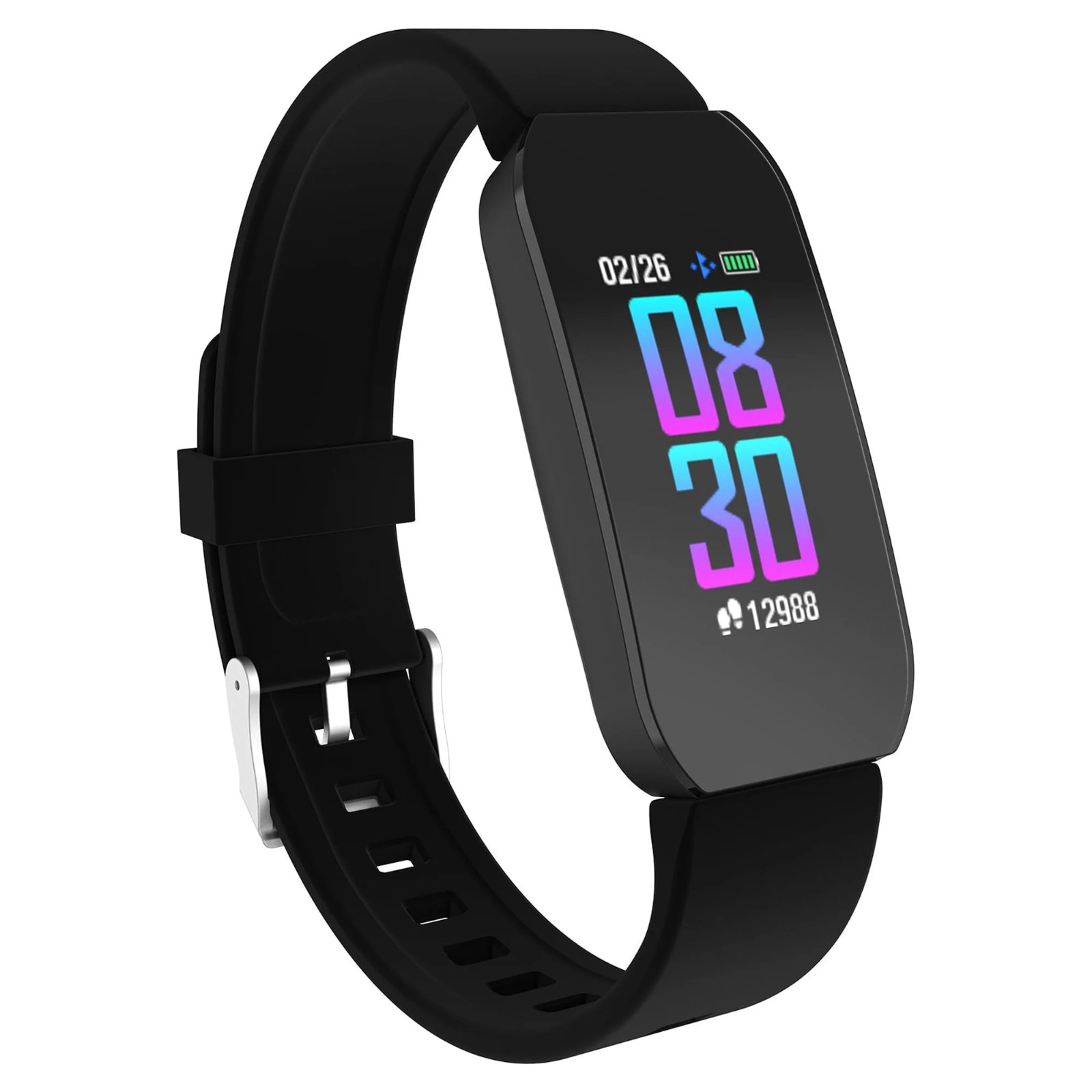 Itouch Unisex Black Silicone Strap Active Smartwatch 44mm – Black NEW