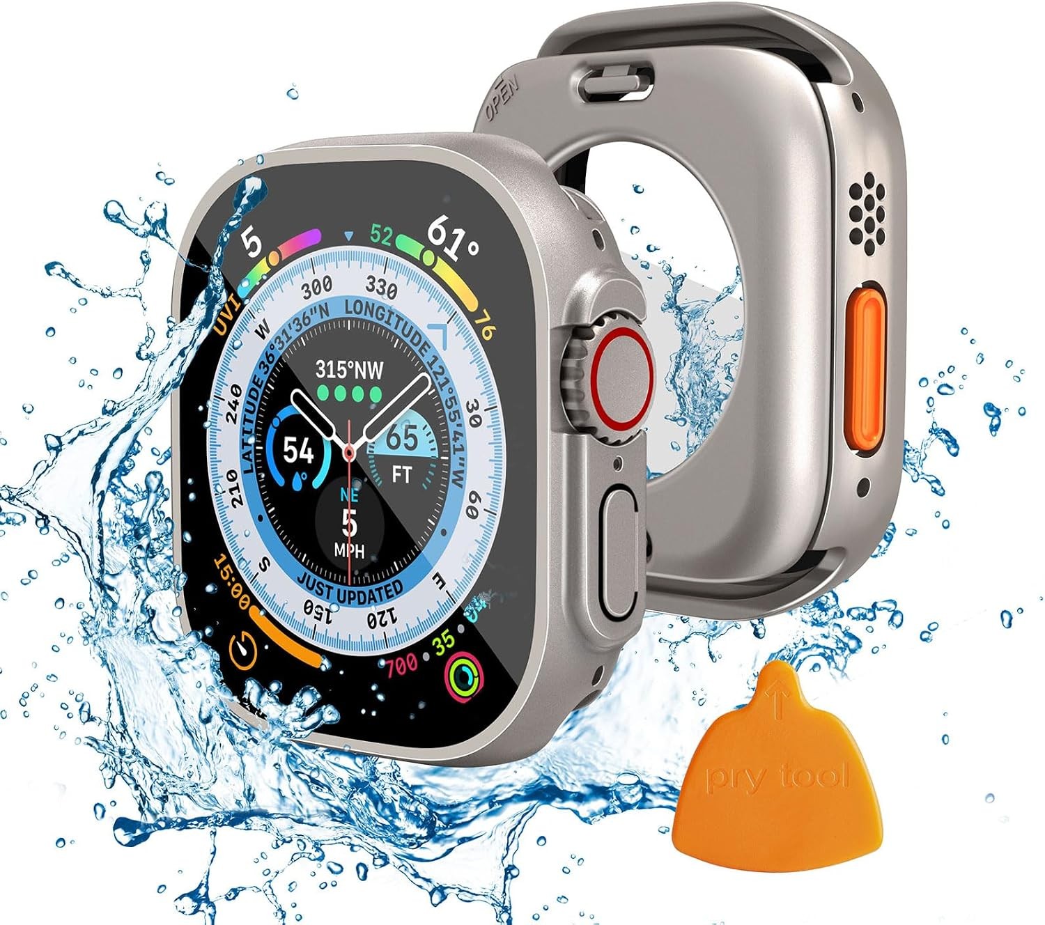 2 in 1 Waterproof Case for Apple Watch Ultra 49mm with Screen Protector Accessor