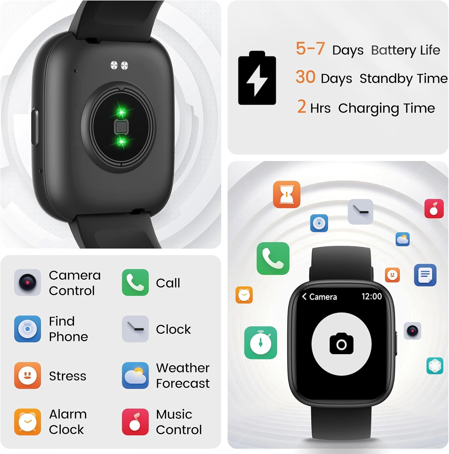 Smart Watch with Alexa Built-In, 1.83″ HD Touchscreen Fitness Tracker with Bluet