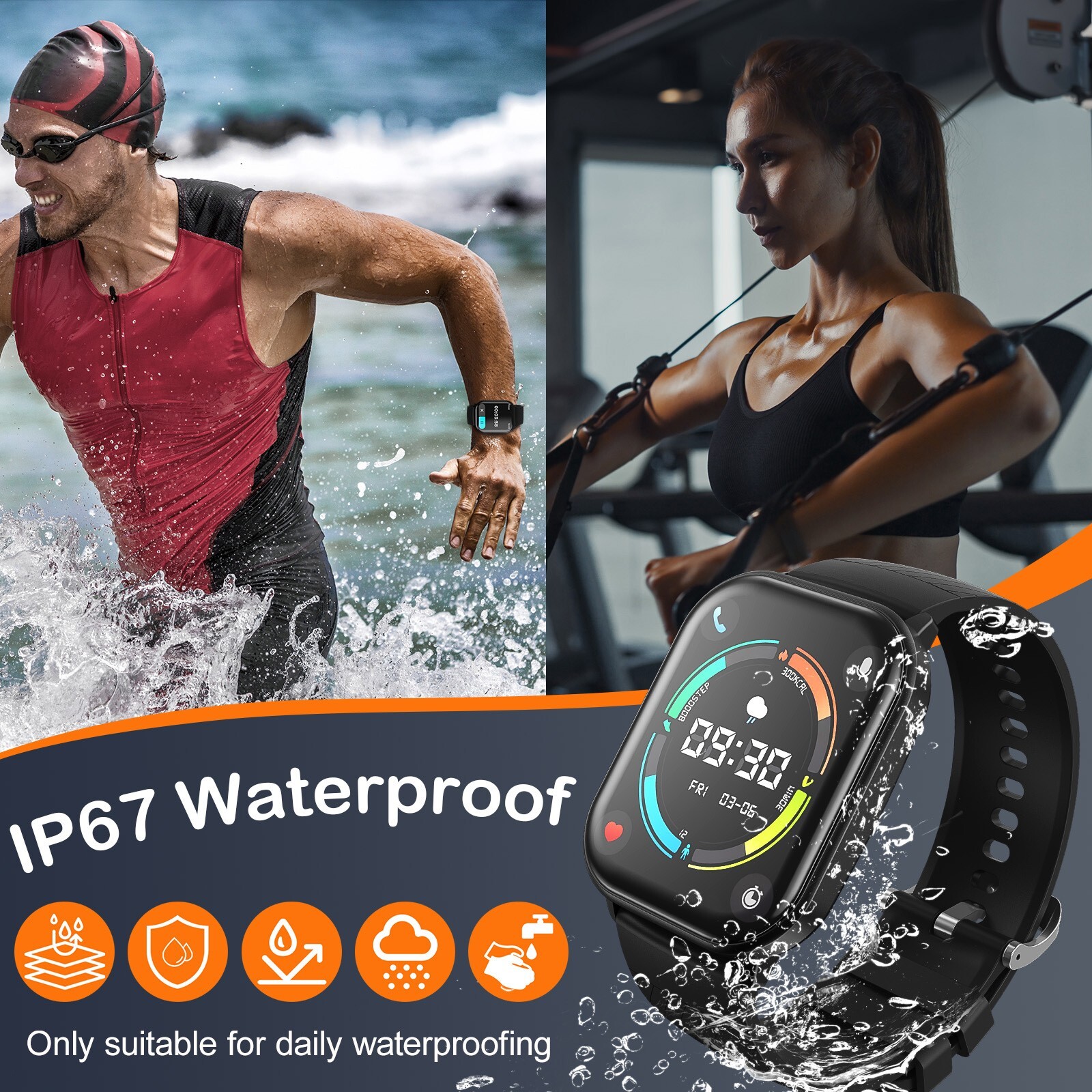 AUOSHI Smart Watch for Android & iPhone (Bluetooth Answer/Make Calls), 2.01 Inch