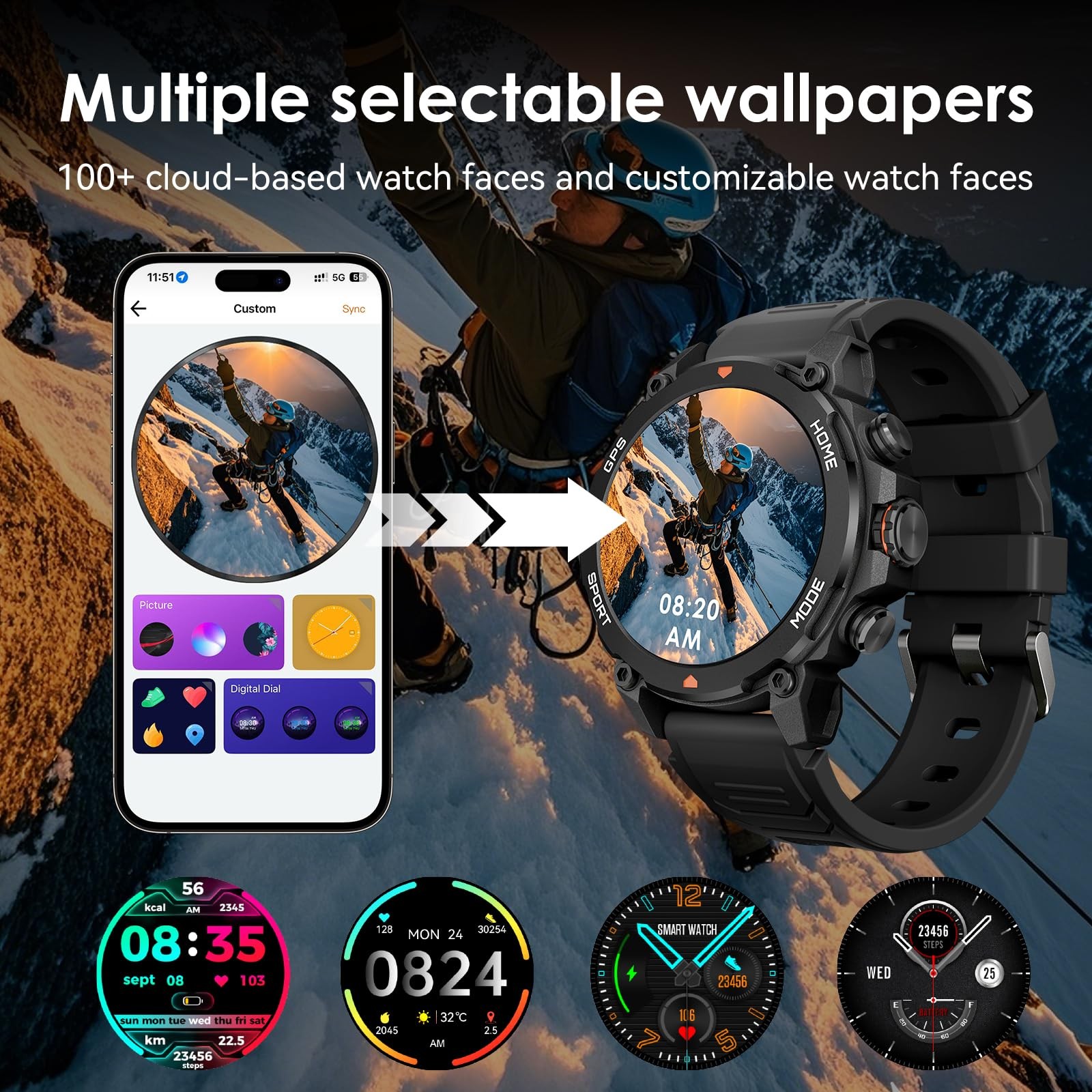 for Men Women with GPS Fitness Tracker 1.43 AMOLED Screen, 5ATM Waterproof, 4…
