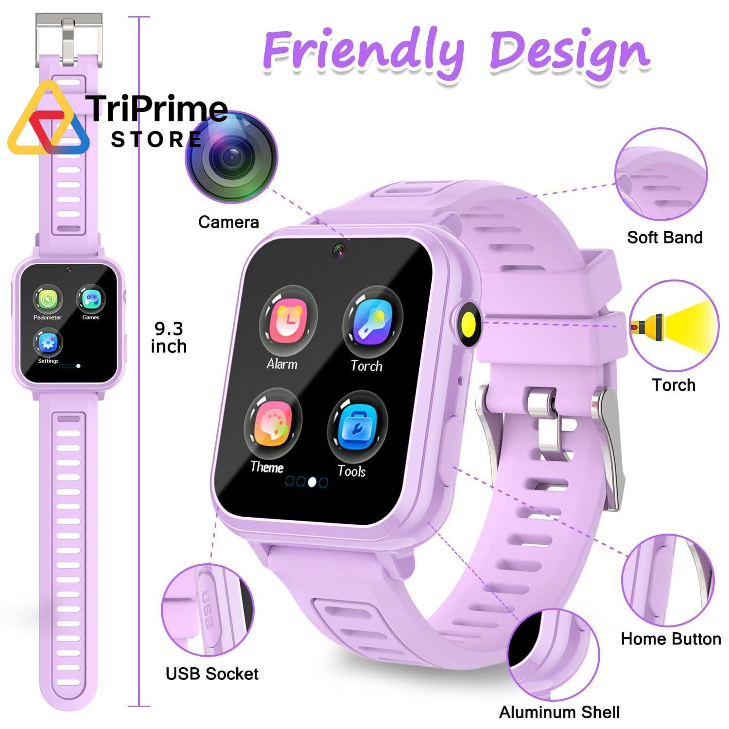 Kids Smart Watch Girls Gifts for 0.32 inches x 1.4 x 8 inches, Purple