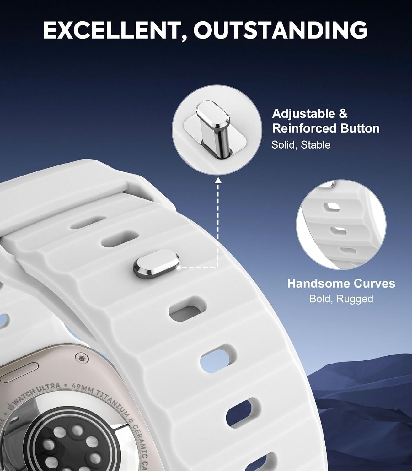 Sport Wrist Band Silicone Strap for Apple Watch Ultra 49mm, Compatible Replaceme