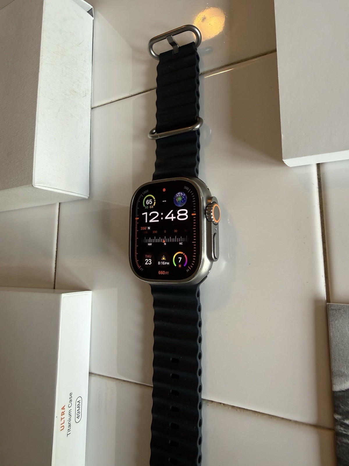 Apple Watch Ultra – 1st Gen – 49mm Titanium w/ Ocean Trail Loop S/M