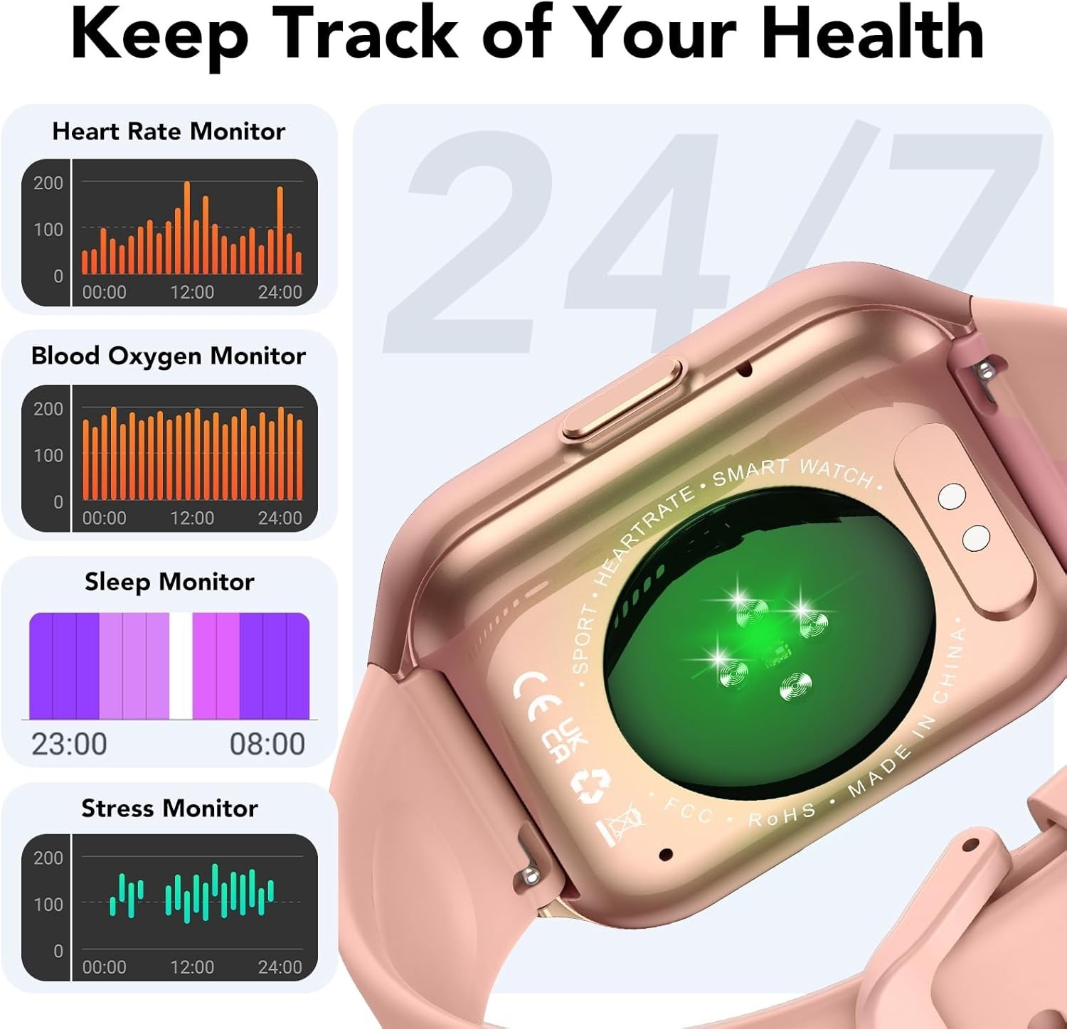 Women’s Smart Watch Bluetooth SmartWatch For Apple iPhone iOS and Android…