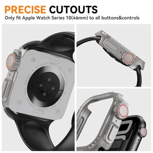 1 Pack Metal Case for Apple Watch Series 10 46mm Durable Full-Coverage Stainless