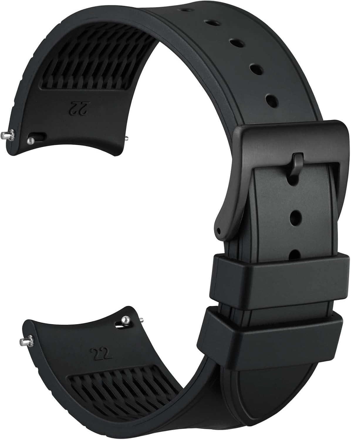 Case For 22mm Apple Watch Band, Curved End, Silky Touch Silicone, Black Buckle