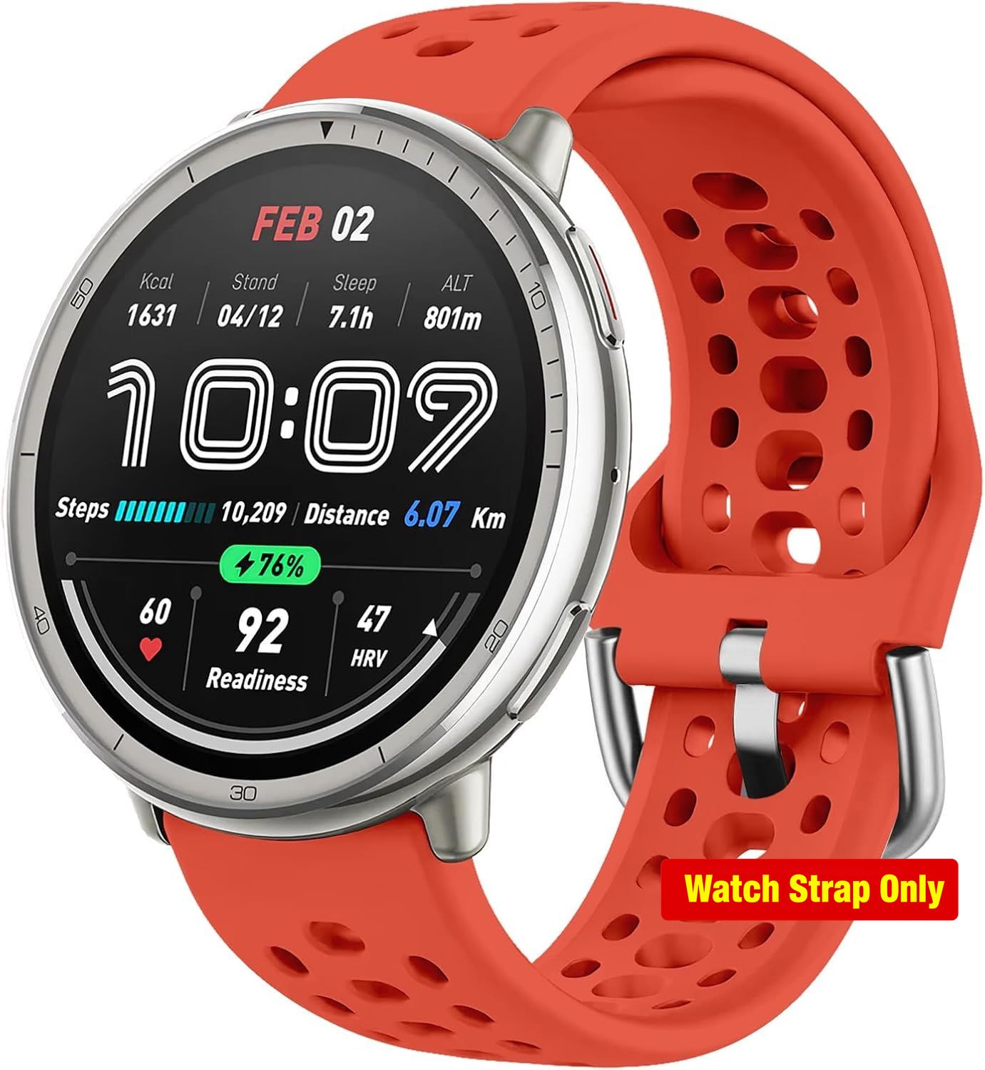 Silicone Strap Compatible with Amazfit Active 2/Active, Soft Sport Breathable