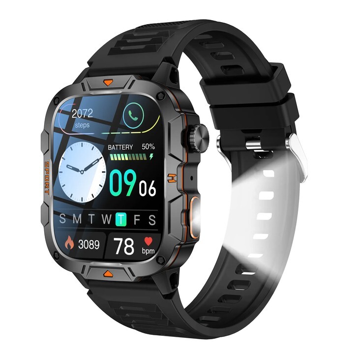 Military smart watch with built in Flashlight, QX12
