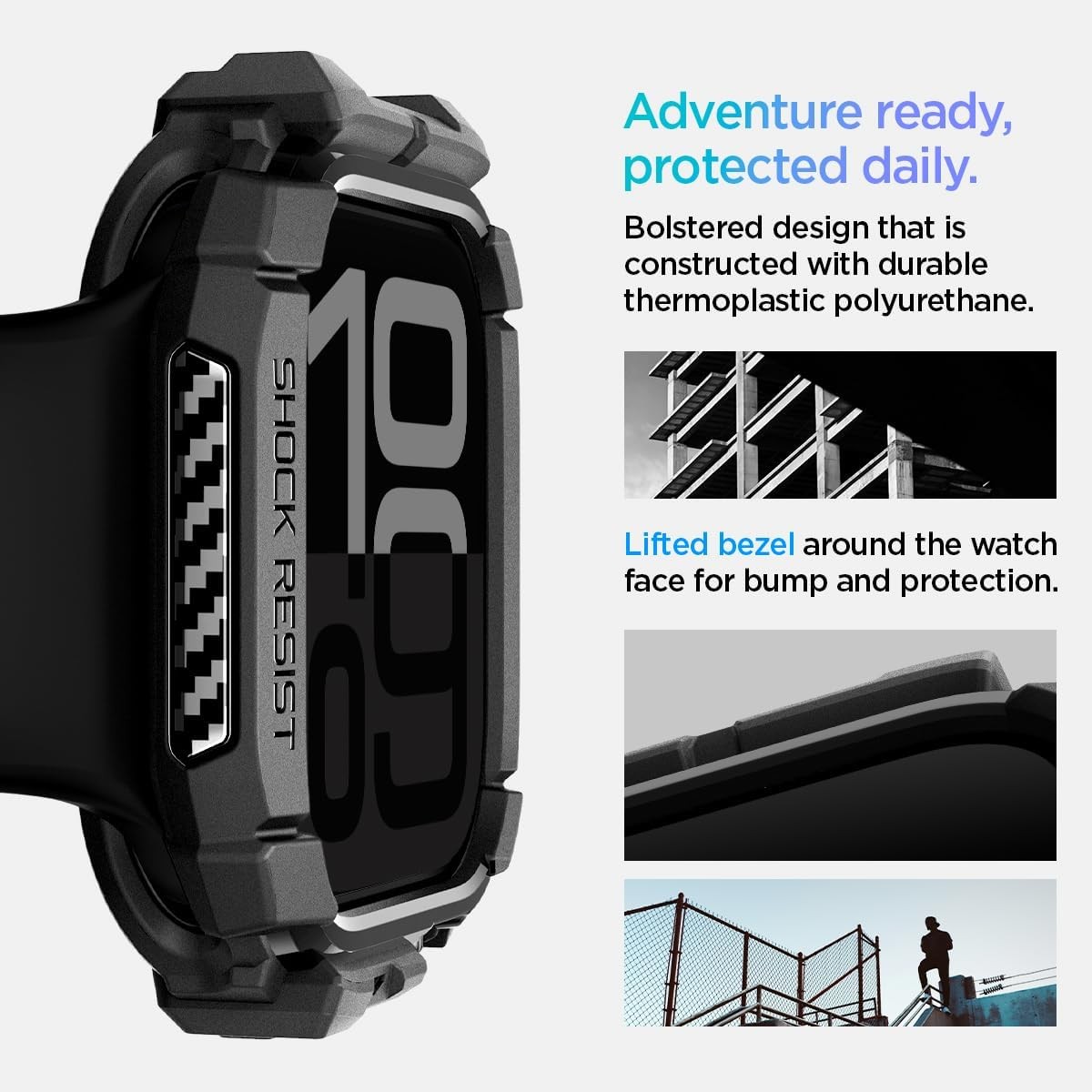 Rugged Armor Case for Apple Watch Series 11/10 46mm – Matte Black Cover