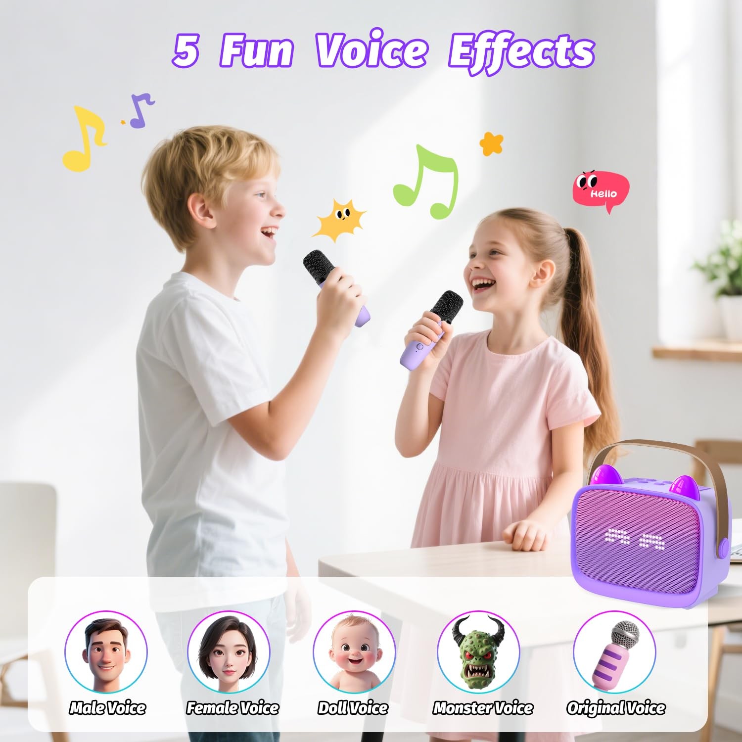 Mini Karaoke Machine Toys Gifts,Kids Portable MP3 Player with 2 Wireless Micr…