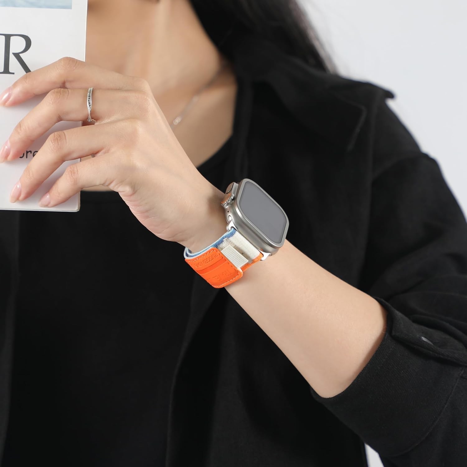 Nylon Strap Compatible with Apple Watch Ultra 49mm 44mm Rugged Elastic Fabric