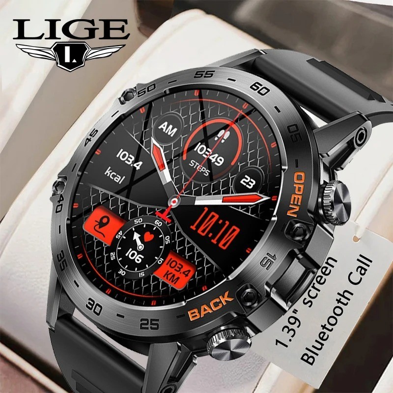 LIGE 1.39″ New Smart Watch Men Bluetooth Call Sport Fitness Heart Rate Monitorin