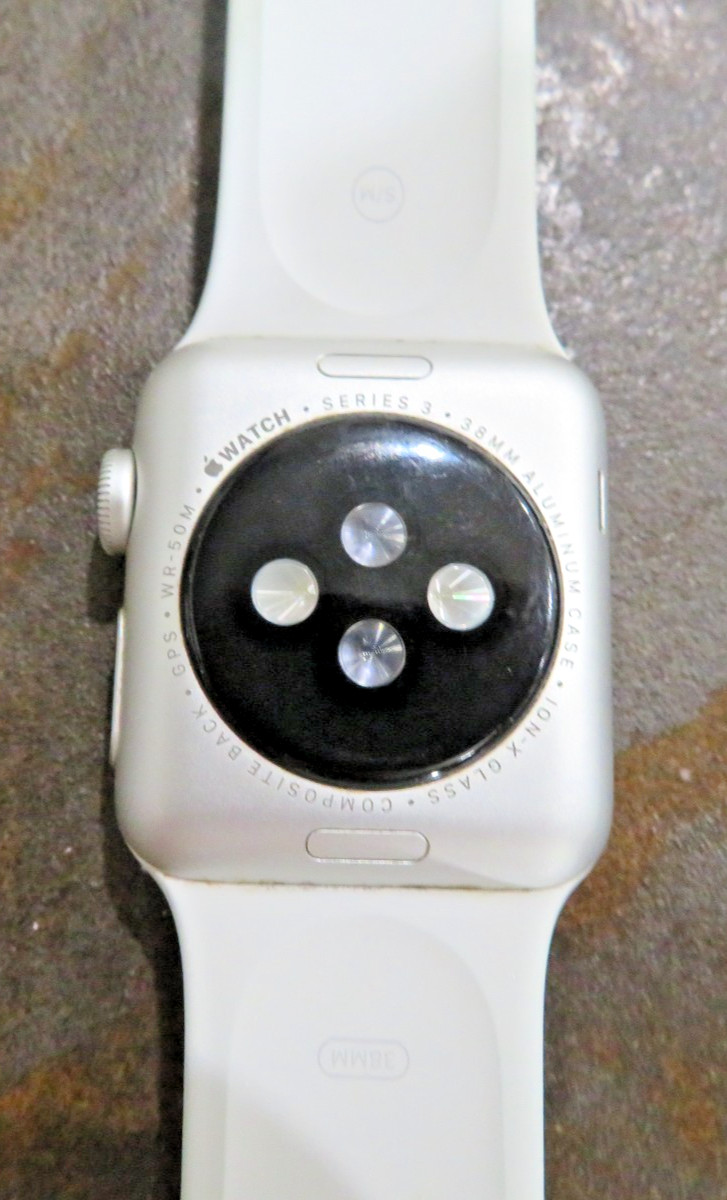 Apple Watch Series 3 38mm Silver Aluminum Case White Sport Band Smartwatch Parts