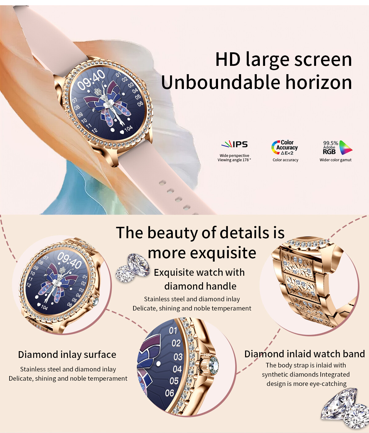 Smart Watch For Girls Women Smartwatch Bluetooth Sport Watch For iOS Android