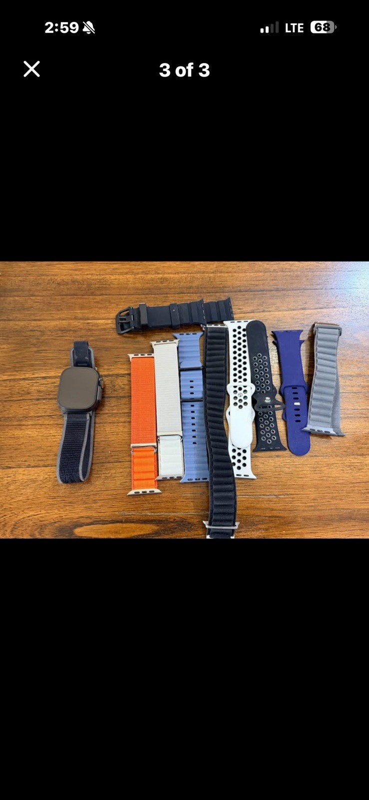 Apple Watch Ultra 3 49mm Black Aluminum Case, Black Nylon Band, Touchscreen