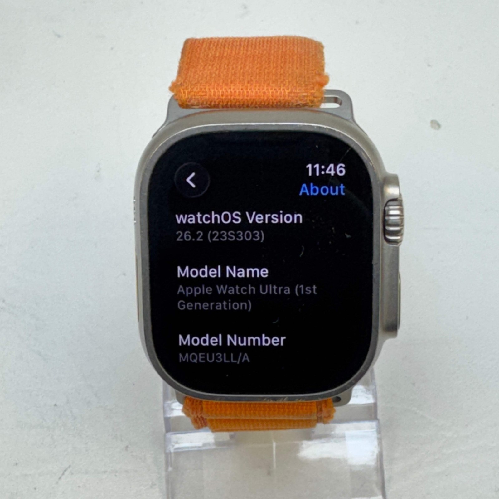 Unlocked Apple Watch Ultra 49MM Natural Titanium Orange Alpine Loop MQEU3LL/A