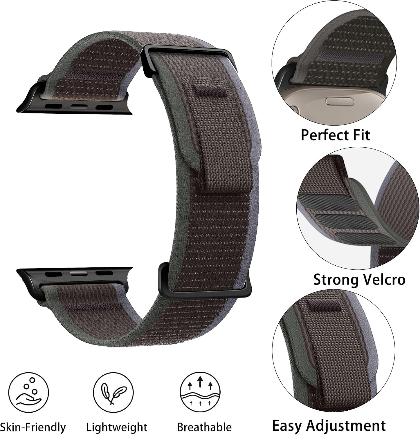 Soft Woven Nylon Strap Compatible with Apple Watch Ultra 49mm, Series 10 46mm