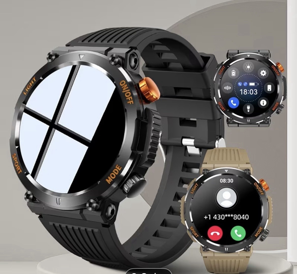 Men’s Smartwatch – Fitness, AI Voice, Call, Sleep Tracker, Android/iOS