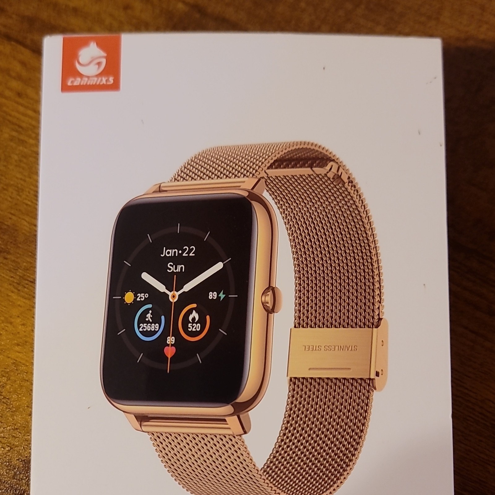 Canmixs Smart Watch, Fitness Tracker. Gold. Apple/Android compatible. (IN BOX)