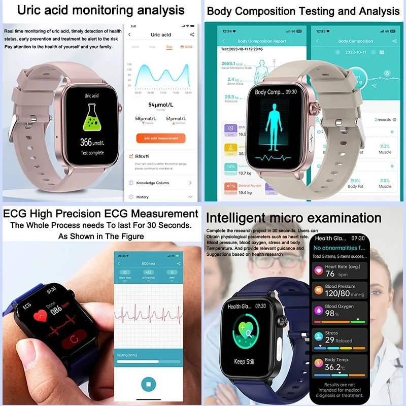 2025 New Xiaomi ECG+PPG Blood Lipid and Uric Acid Health Smart Watch