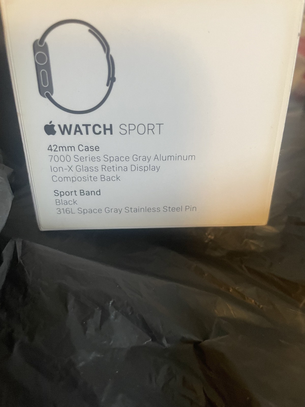 APPLE WATCH 42MM 5 GREY ALL BLACK SPORTS- PARTS ONLY-IN BOX W EXTRA BAND