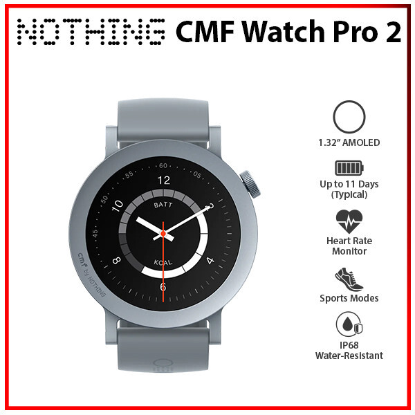 NOTHING CMF Watch Pro 2 ASH GREY 1.32″ AMOLED Bluetooth iOS Android Smartwatch