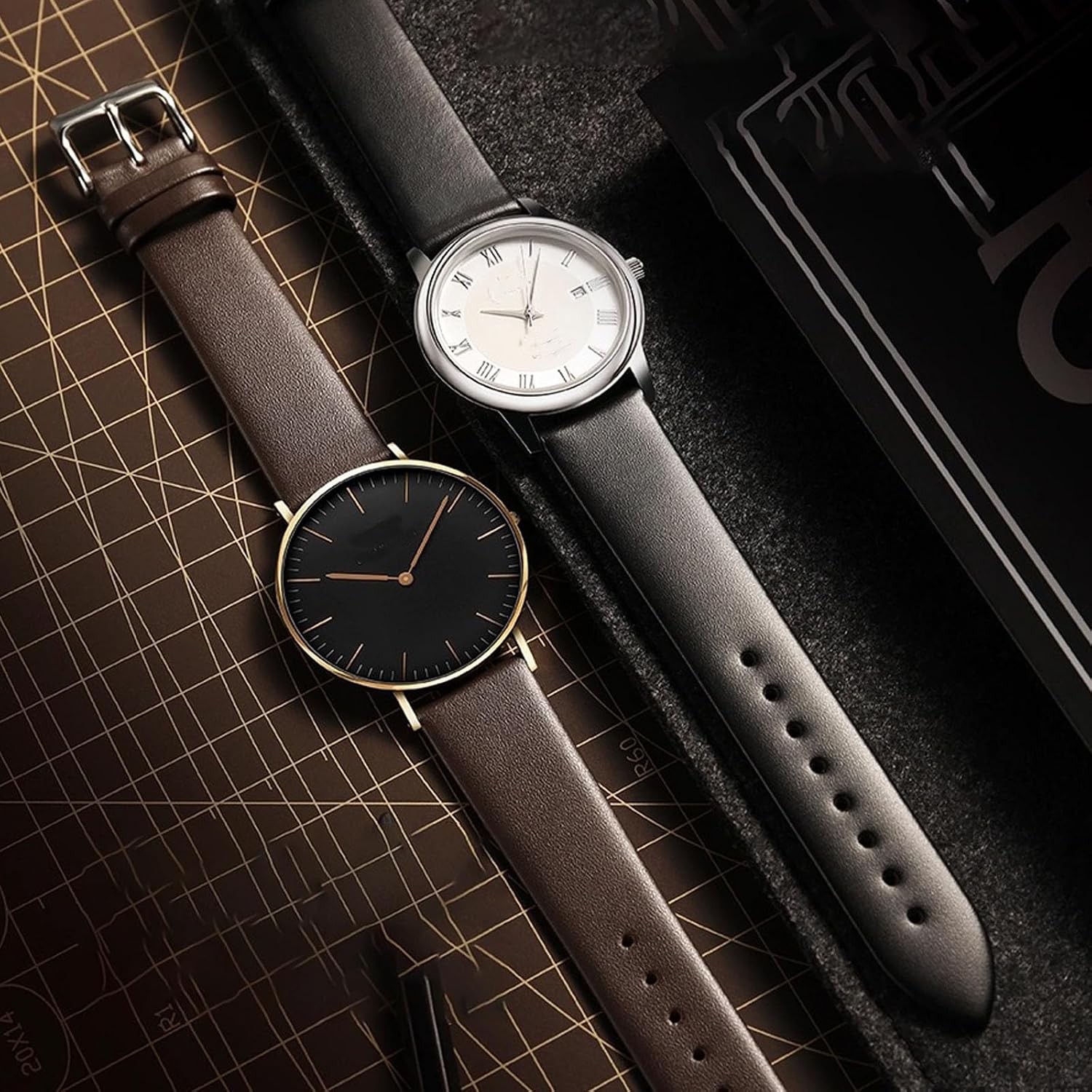 Genuine Leather Strap Compatible with 12mm 14mm 16mm 18mm 20mm 22mm 24mm