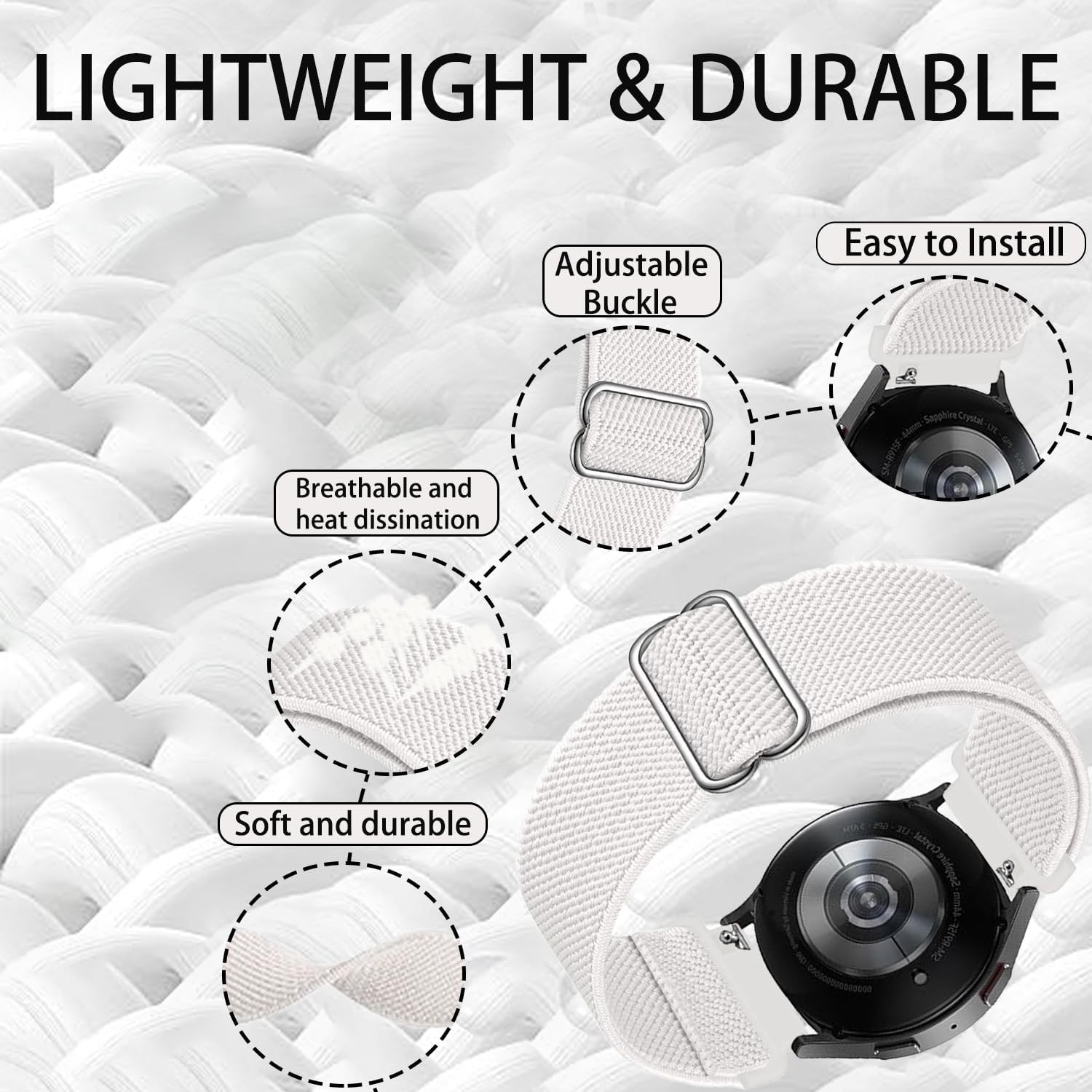 Nylon Strap Compatible with Galaxy 20mm Stretch Sports Unisex