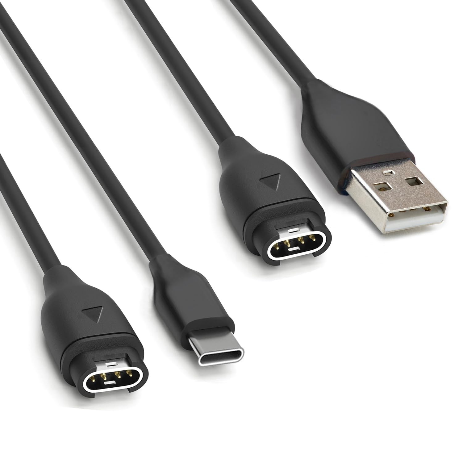 2-Pack USB-C & USB-A Charging Cable for Garmin Watch, Fast Charging Replacement