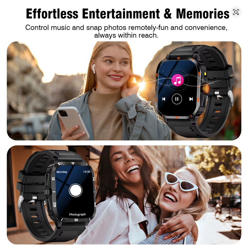 2025 Smart Watch Men Bluetooth Call Fitness Tracker Dual Strap Step Counter Flas