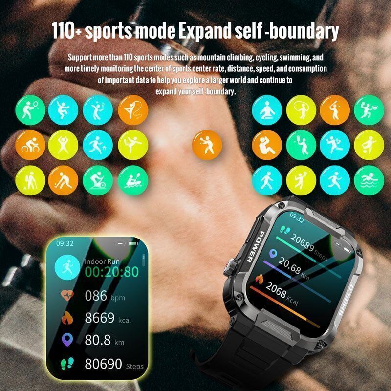 Black Smart Watch Men Women Fitness Tracker Heart Rate Watches for Android iOS