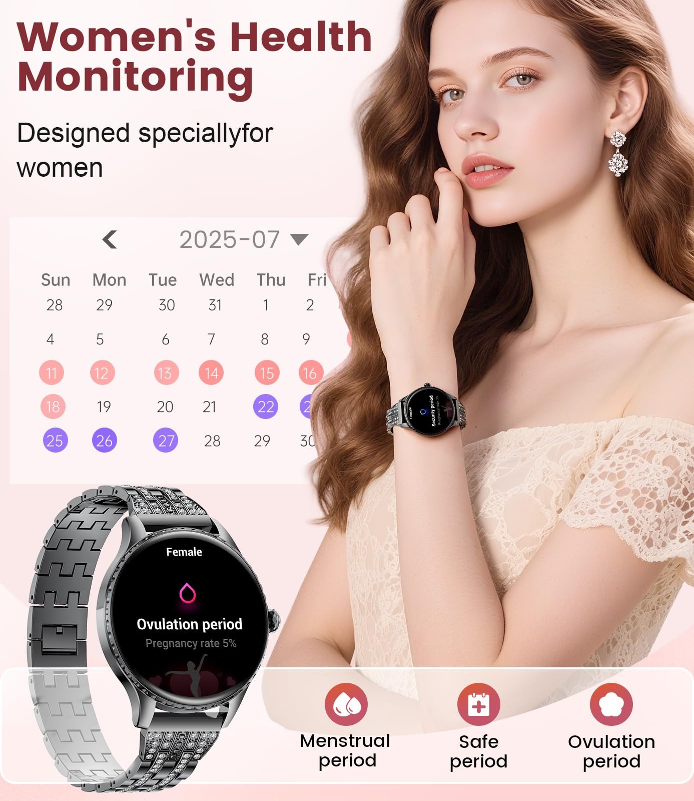 Smart Watch for Women (Answer/Make Calls), 1.32″ Fitness Smartwatch with 121 Spo
