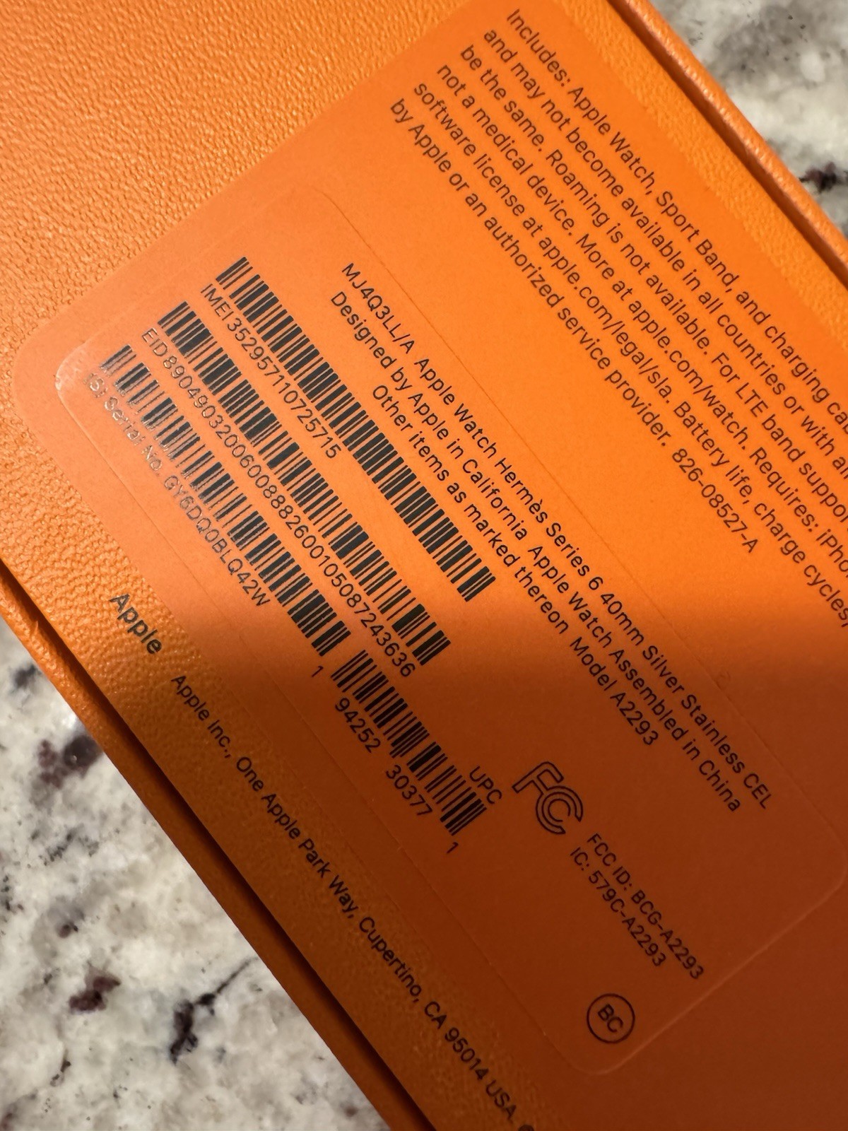 Hermes Series 6 Stainless Steel 40mm Apple Watch Cellular GPS Orange Sport Band