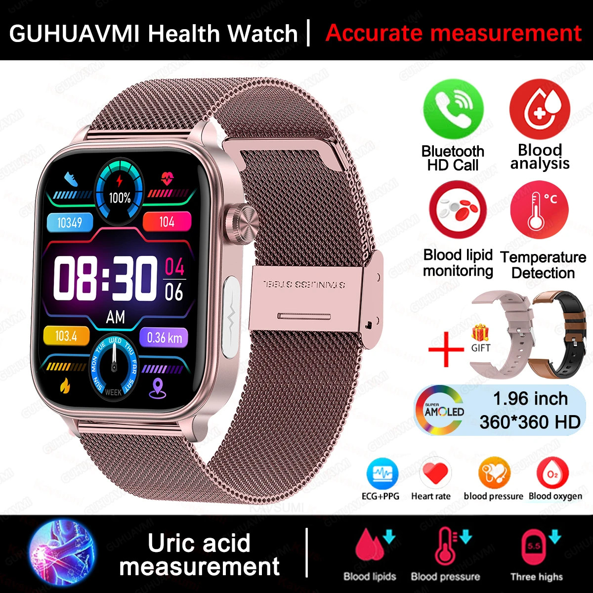 2025 New Xiaomi ECG+PPG Blood Lipid and Uric Acid Health Smart Watch