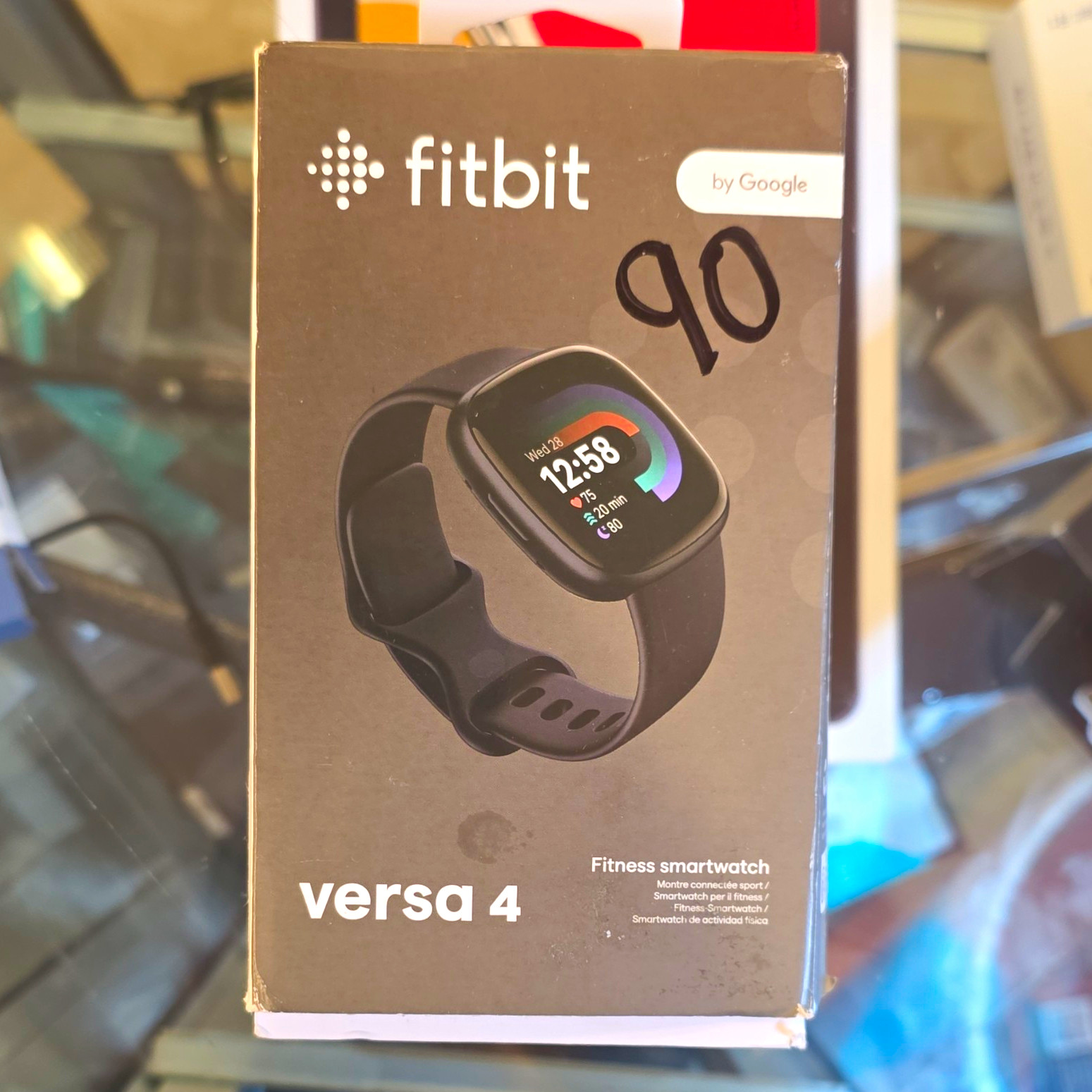 Fitbit Versa 4 GPS Heart Rate Bluetooth Smartwatch 40mm Black Silicone Band