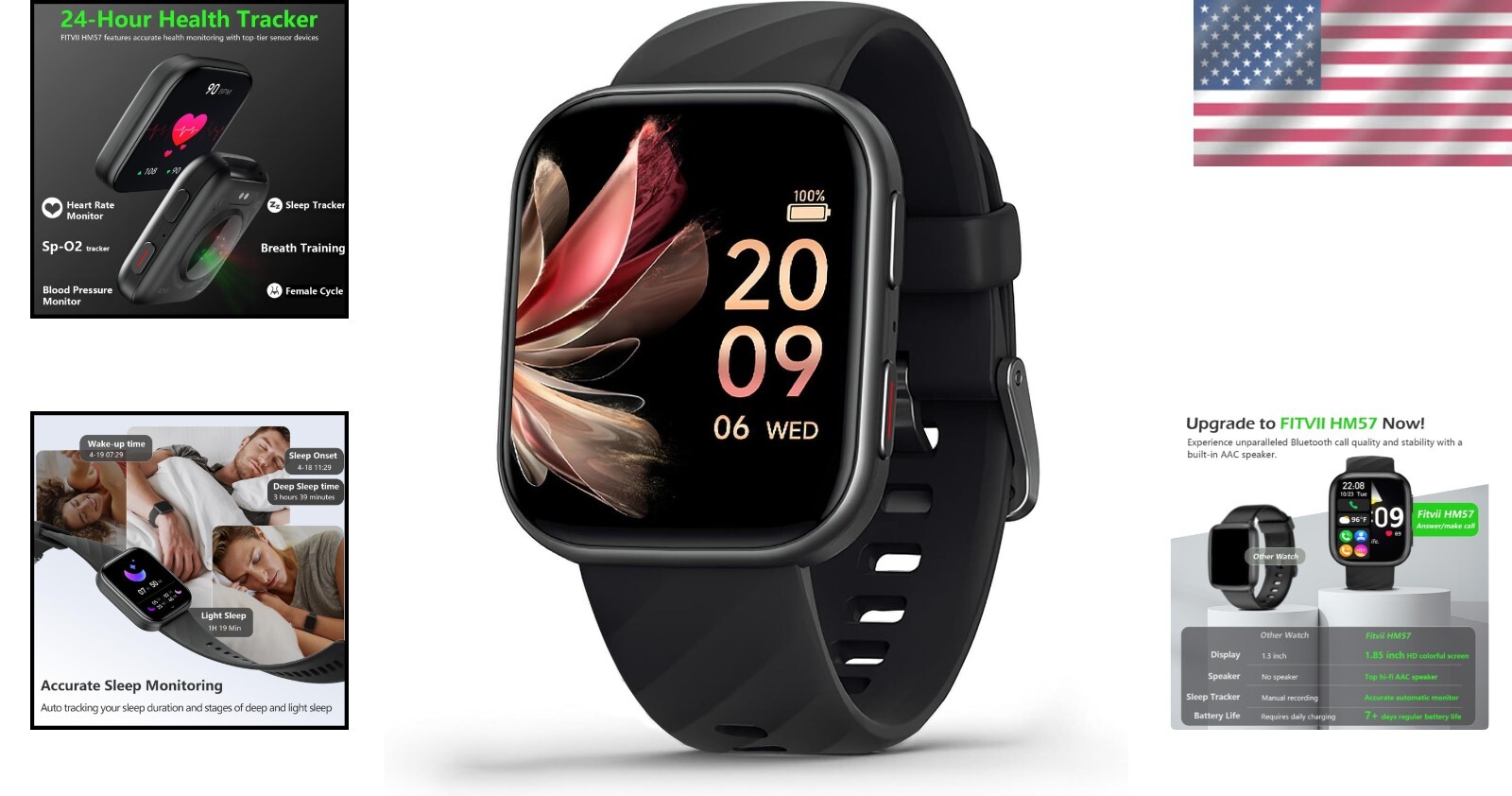 Water-Resistant Smartwatch with Heart Rate Monitoring & Sleep Tracking Features
