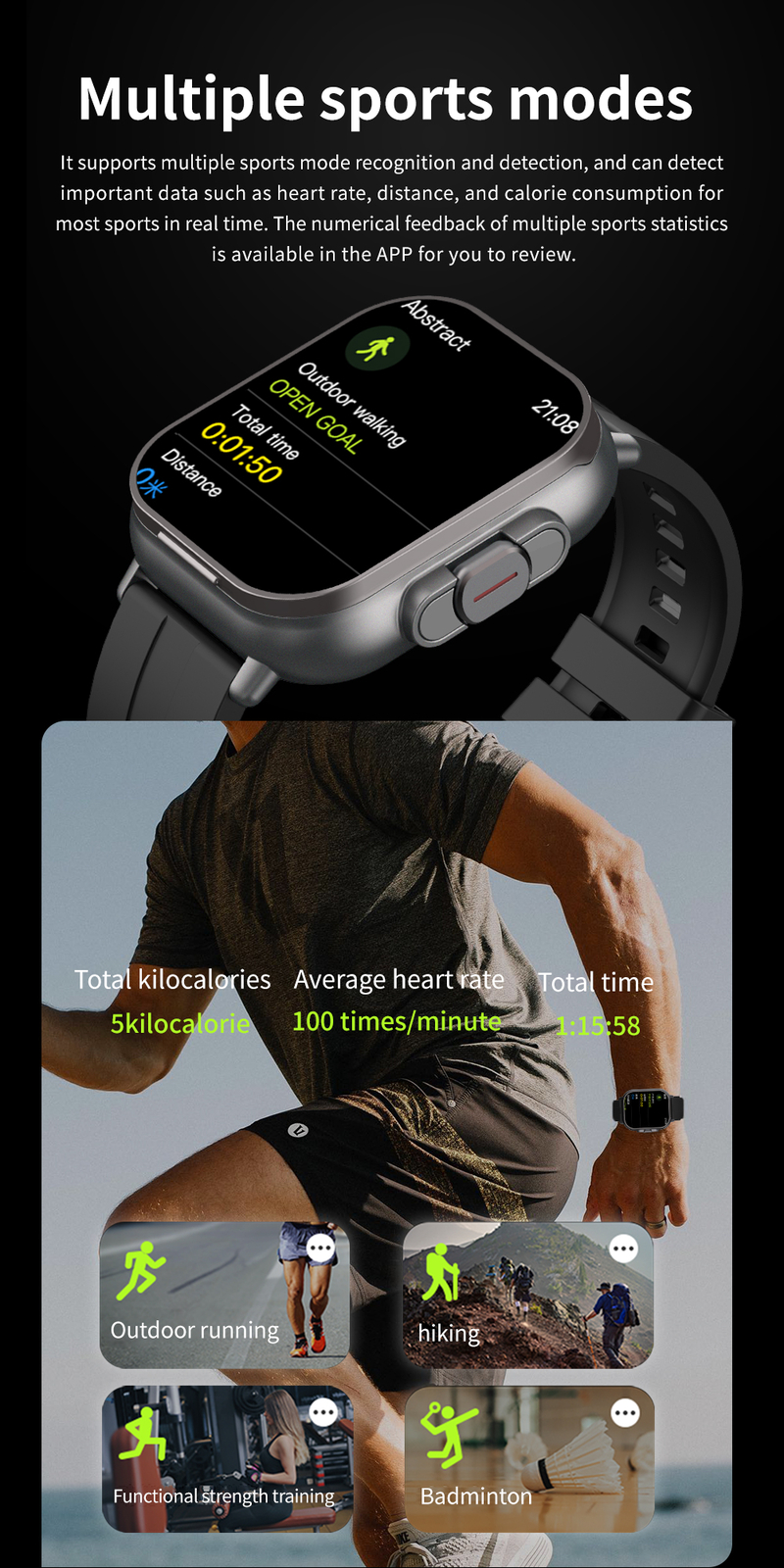 Wireless Headphones Bluetooth Smart Watch Touch Screen Bluetooth Call Bracelet