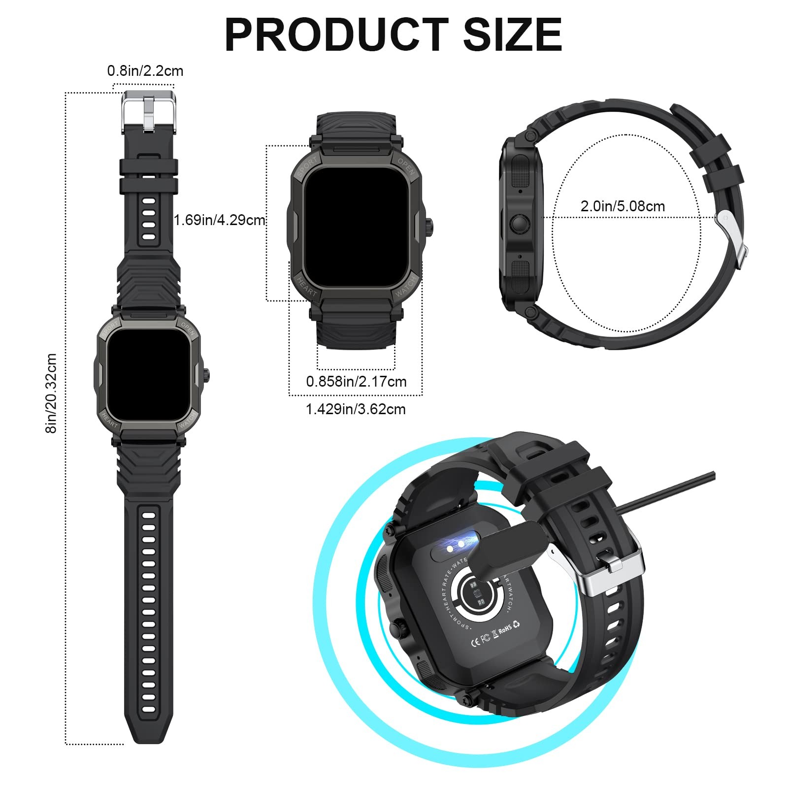 1.91” Military for Men (Dial/Receive) , Fitness Tracker, for Android iOS Pho…