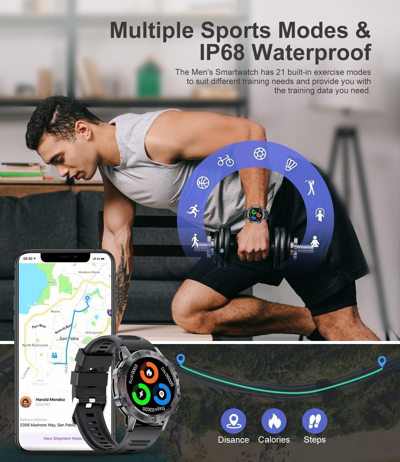 Versatile Fitness Tracker Smartwatch for Men with DIY UI & Long Battery Life