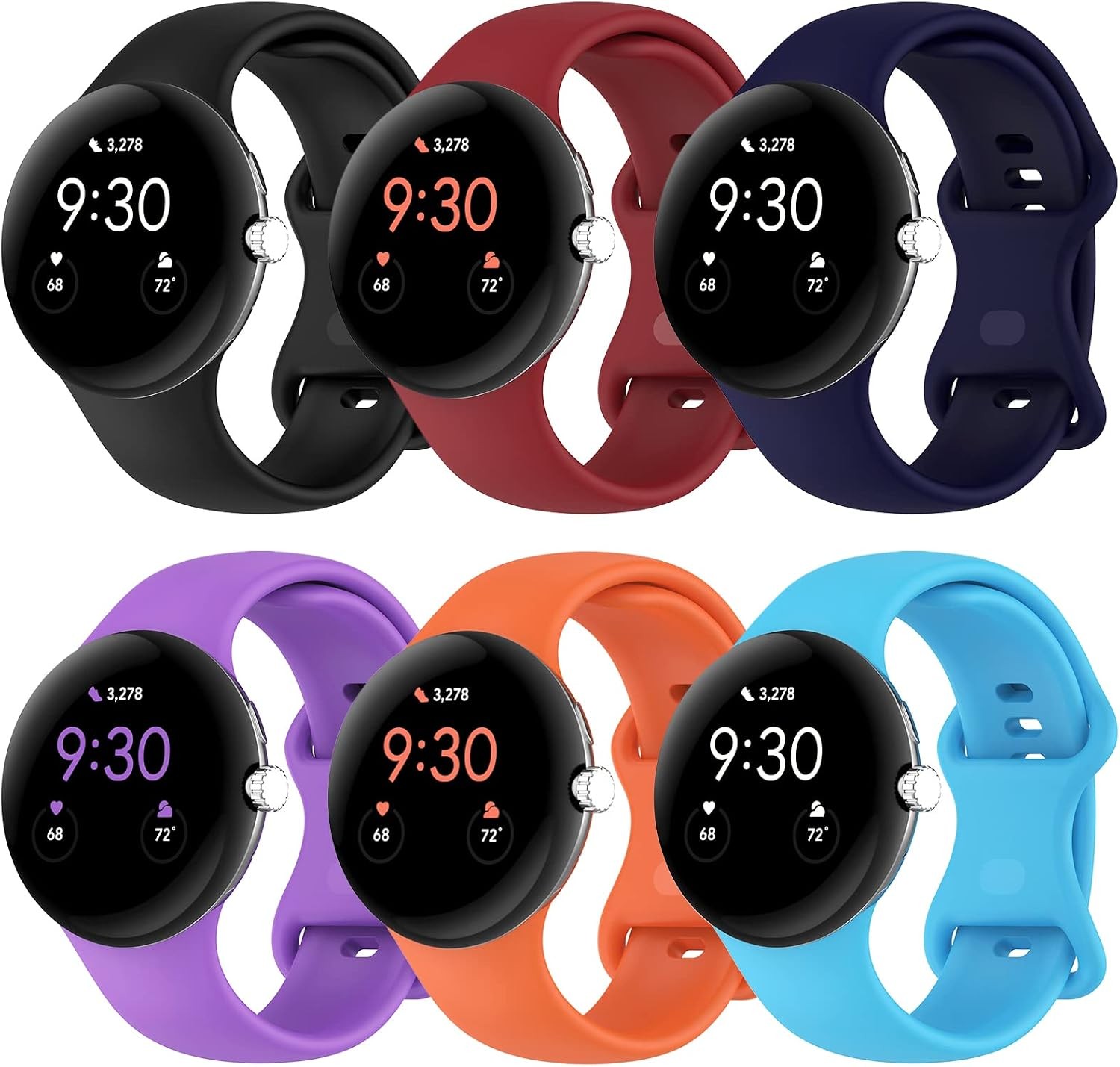 Sporty Soft Silicone Replacement Band for Google Pixel Watch 1/2/3/4 (41mm)